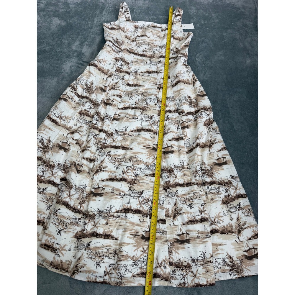 Abercrombie & Fitch Emerson Linen Blend Midi Dress Tropical Cream Large NWT - Picture 4 of 6